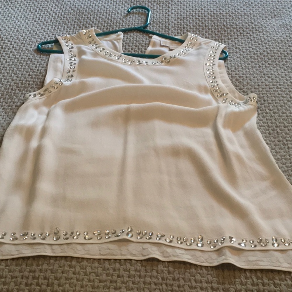 Michael Kors cream with gems cocktail blouse